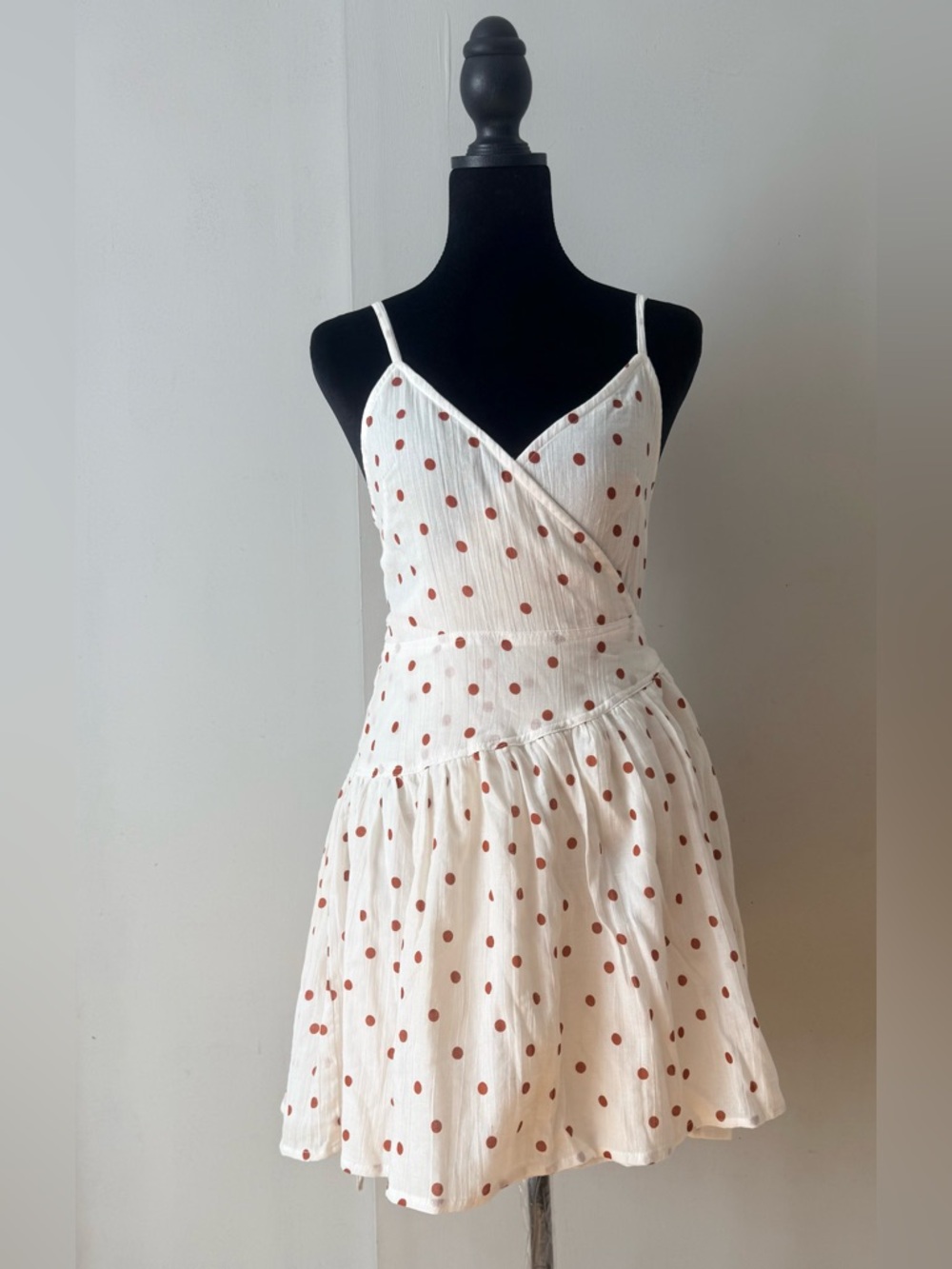 ASOS White Mini Dress with Rust Polka Dots